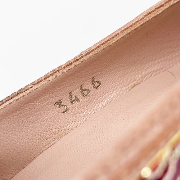 Vintage Prada Plum Gold Brocade Snakeskin Trim Bow Square Toe Heels IT 37.5 - Picture 9 of 13